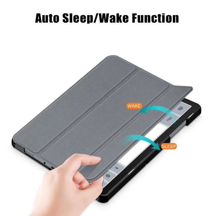 Bild 4, Samsung Galaxy Tab A9 Plus Fodral Tri-Fold PU Läder Grå