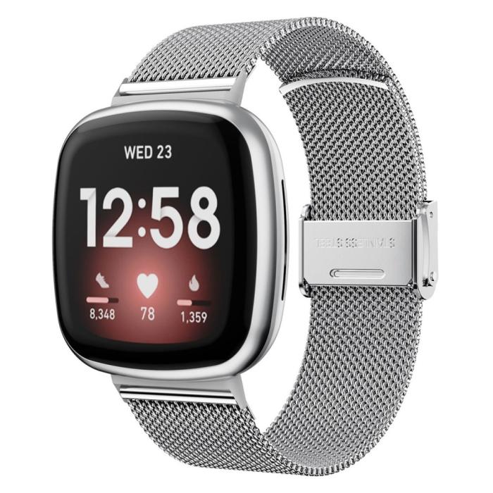 Bild 2, Fitbit Versa 4/Sense 2 Klockarmband Milanese Silver