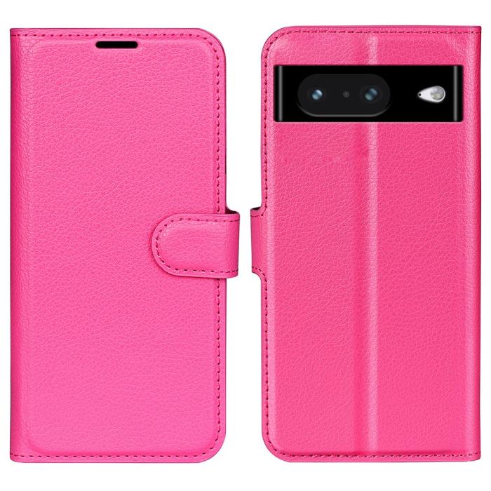 Bild 1, Google Pixel 8 Fodral Litchi Textur Rosa
