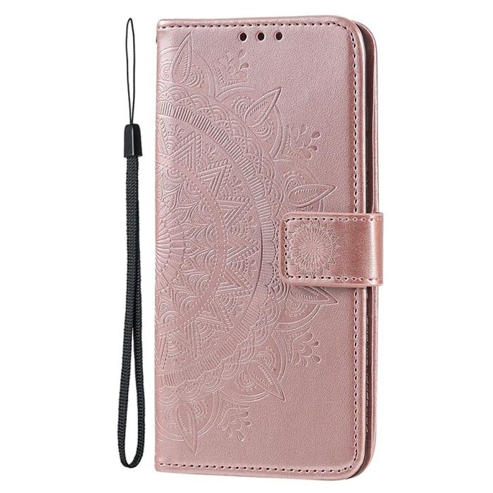 Bild 5, iPhone 15 Fodral Mandala Läder Roséguld