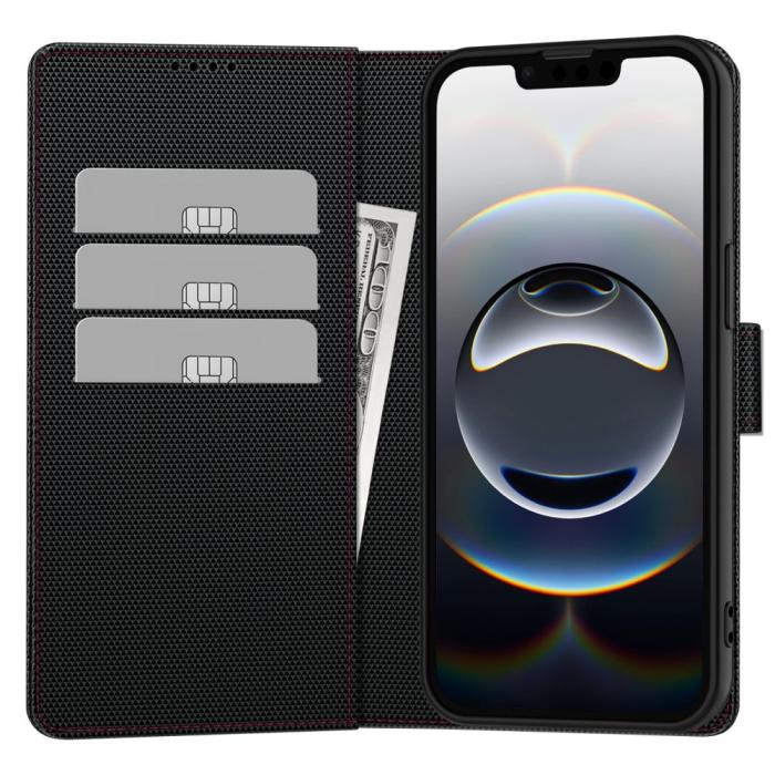 Bild 4, Tech-Protect iPhone 17e / 16e Fodral Wallet RS Svart / Röd