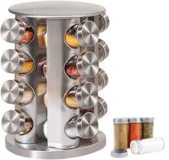Roterande kryddst&auml;ll med 16 glasburkar
