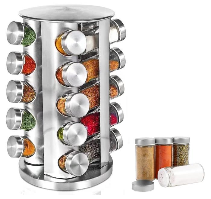 Bild 1, Roterande kryddställ med 20 glasburkar