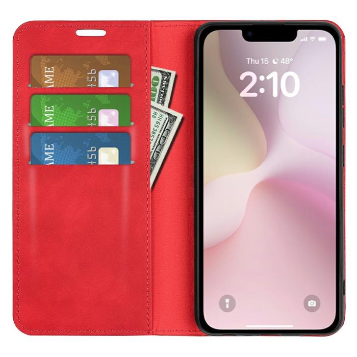 Bild 2, iPhone 17e / 16e Fodral Flip Skin Touch Röd