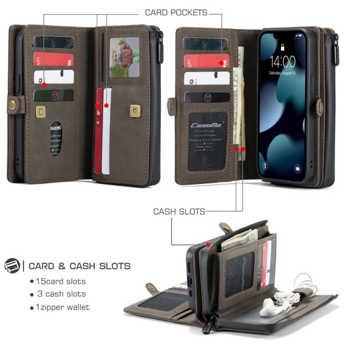 Bild 2, CASEME iPhone 13 Fodral/Skal Magnet 2in1 Multifunktionell Brun