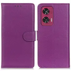 Motorola Edge 50 Fusion 5G Litchi L&auml;der Fodral Lila