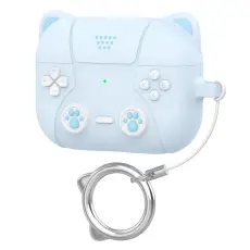 AirPods Pro 3 Skal Silikon Med Nyckelring Katt Bl&aring;