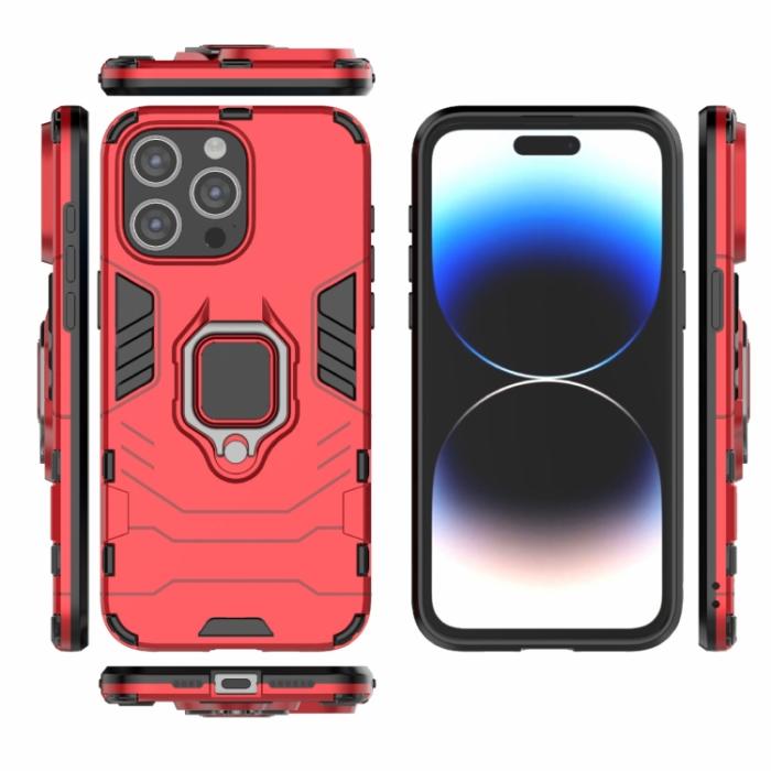 Bild 2, iPhone 15 Pro Max Skal Hybrid Armor Ring Röd