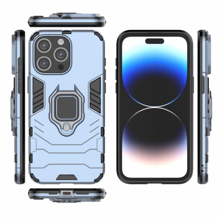 Bild 2, iPhone 15 Pro Max Skal Hybrid Armor Ring Navy Blue
