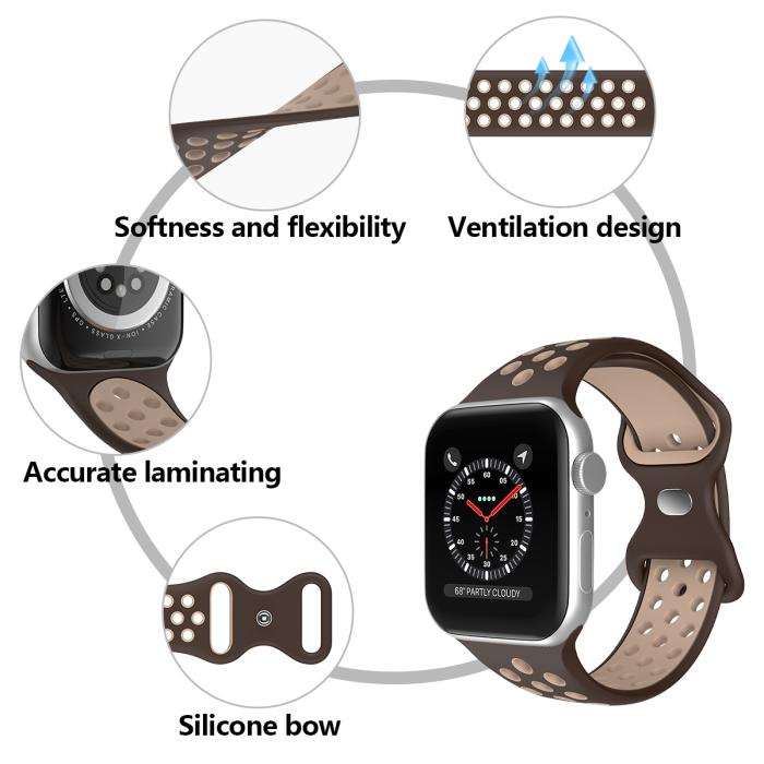 Bild 5, Sportarmband Dual-Color Apple Watch 41/40/38 mm (M/L) Brun