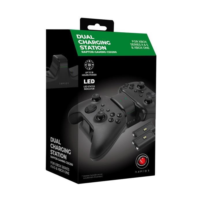 Bild 2, RAPTOR Laddare För Handkontroll Dubbel XBOX Svart