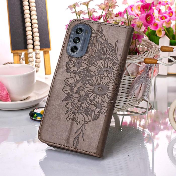 Bild 6, Motorola Moto G62 5G Fodral Med Fjäril Tryck Grå