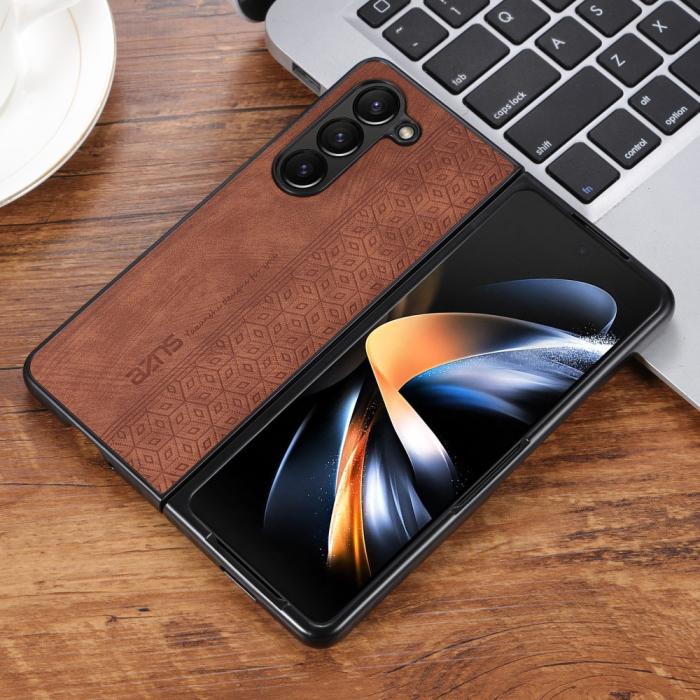 Bild 4, AZNS Galaxy Z Fold 5 Fodral Med Tryck Brun