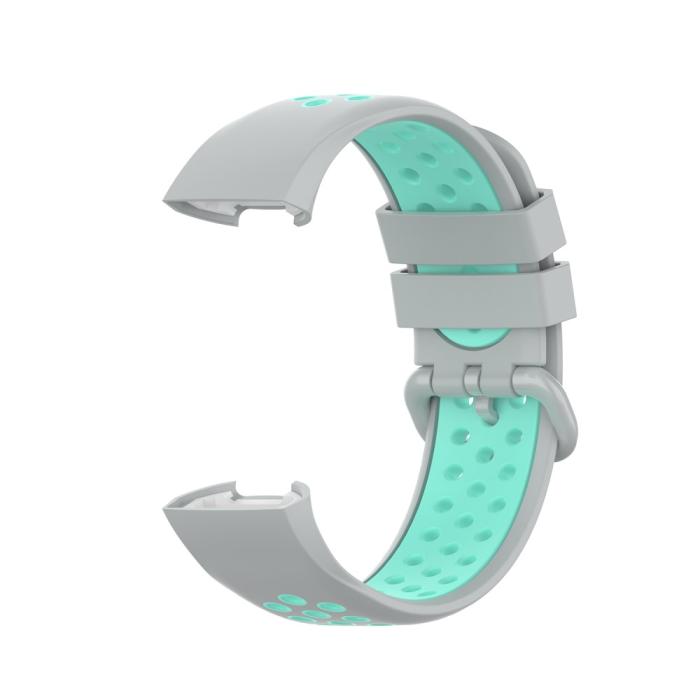 Bild 3, Fitbit Charge 4/3 Silikon Träningsarmband Grå/Cyan