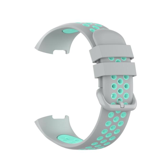 Bild 4, Fitbit Charge 4/3 Silikon Träningsarmband Grå/Cyan