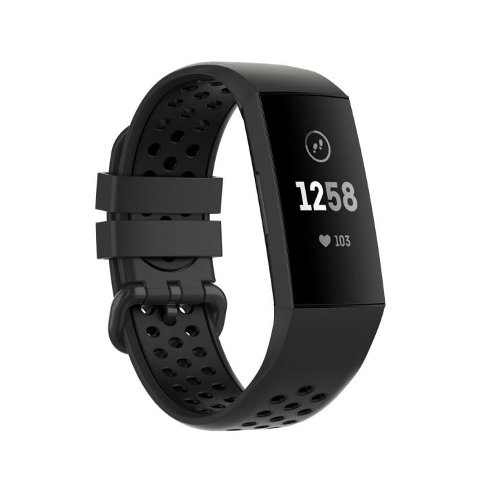 Bild 1, Fitbit Charge 4/3 Silikon Träningsarmband Svart