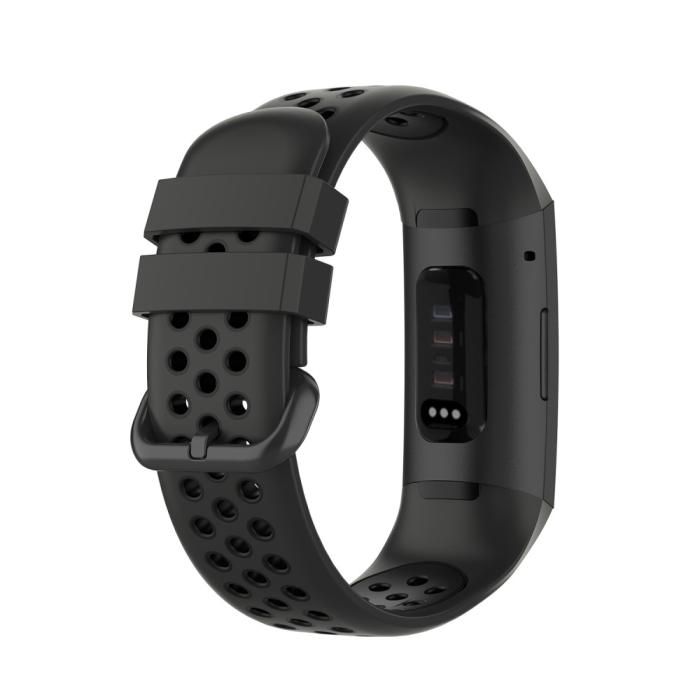 Bild 2, Fitbit Charge 4/3 Silikon Träningsarmband Svart