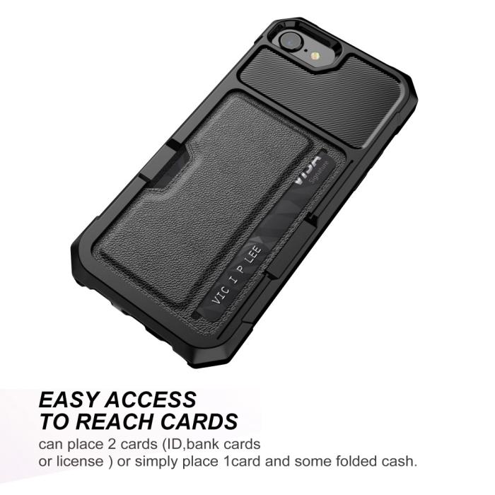 Bild 4, iPhone 6/6S/7/8/SE 2020/2022 Shockproof Hybrid Skal Med Kortfack Svart