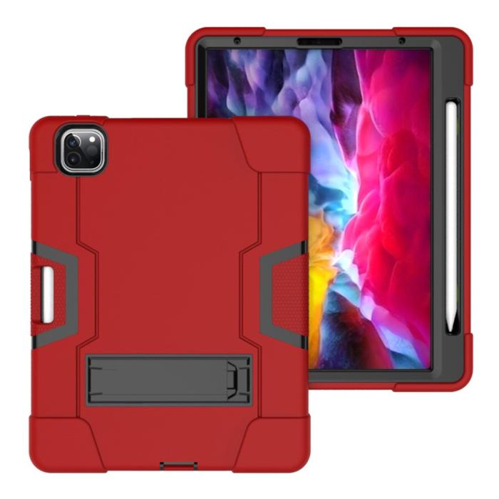 Bild 2, iPad Pro 11 (2018/2020/2021) - Shockproof Hybrid Skal Med Kickstand - Röd