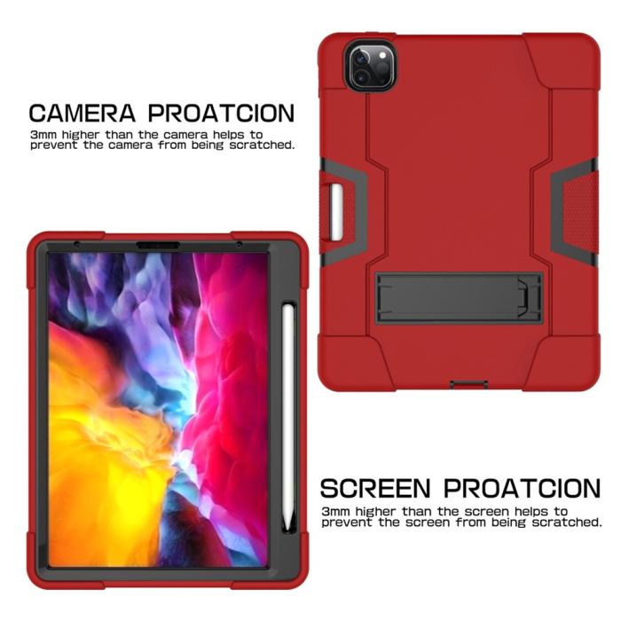 Bild 3, iPad Pro 11 (2018/2020/2021) - Shockproof Hybrid Skal Med Kickstand - Röd