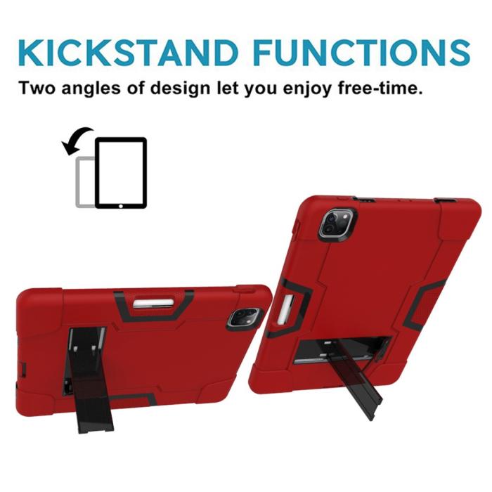 Bild 4, iPad Pro 11 (2018/2020/2021) - Shockproof Hybrid Skal Med Kickstand - Röd