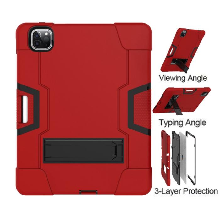 Bild 5, iPad Pro 11 (2018/2020/2021) - Shockproof Hybrid Skal Med Kickstand - Röd