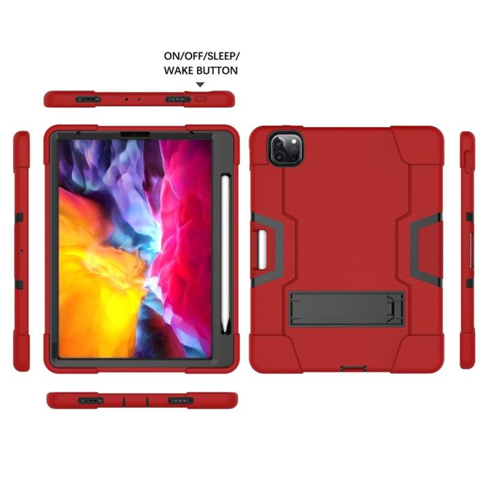 Bild 6, iPad Pro 11 (2018/2020/2021) - Shockproof Hybrid Skal Med Kickstand - Röd