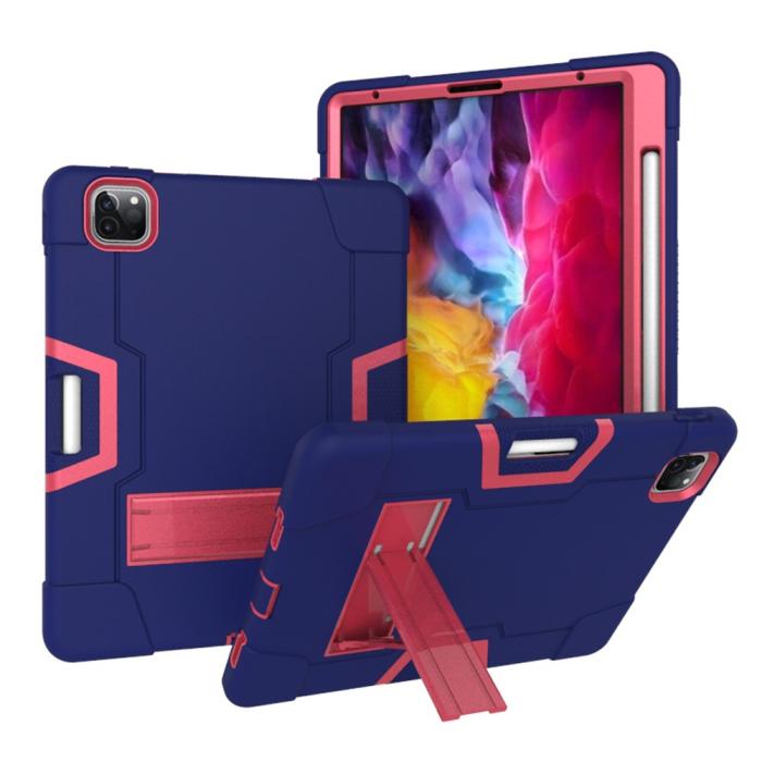 Bild 1, iPad Pro 11 (2018/2020/2021) - Shockproof Hybrid Skal Med Kickstand - Blå/Rosa