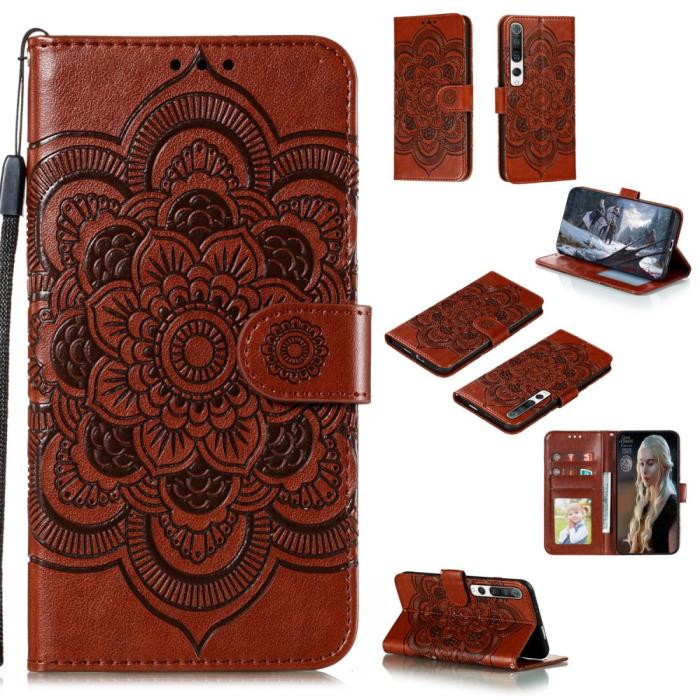 Bild 1, Xiaomi Mi 10 / 10 Pro - Mandala Plånboksfodral - Brun