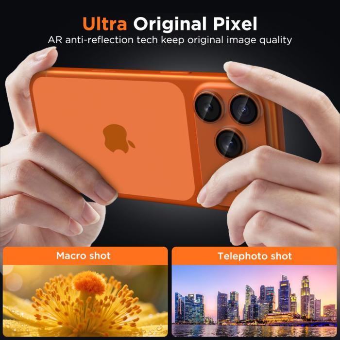 Bild 2, Tech-Protect iPhone 17 Pro Linsskydd CamFull Fit+ Transparent