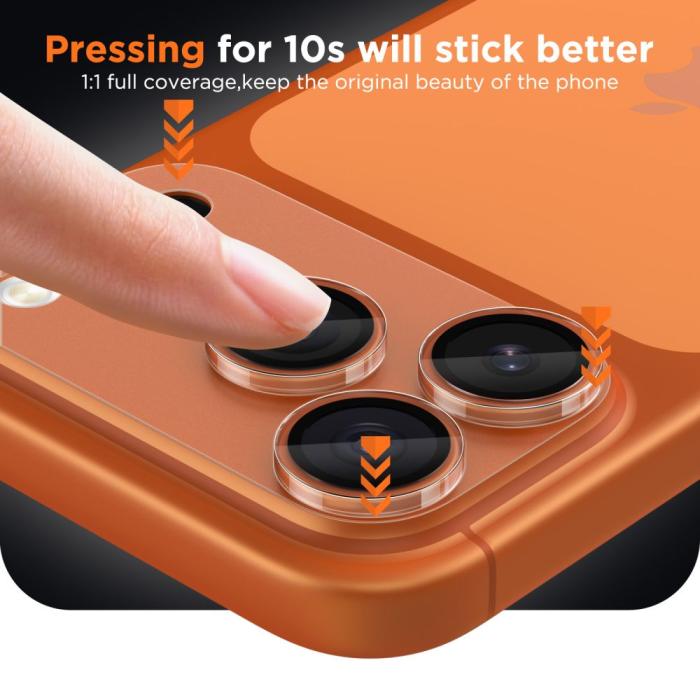 Bild 3, Tech-Protect iPhone 17 Pro Linsskydd CamFull Fit+ Transparent