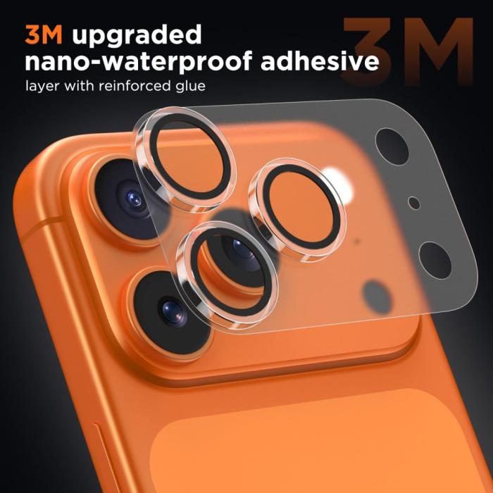 Bild 4, Tech-Protect iPhone 17 Pro Linsskydd CamFull Fit+ Transparent