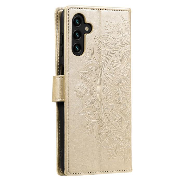 Bild 5, Samsung Galaxy A54 5G Fodral Mandala Läder Guld