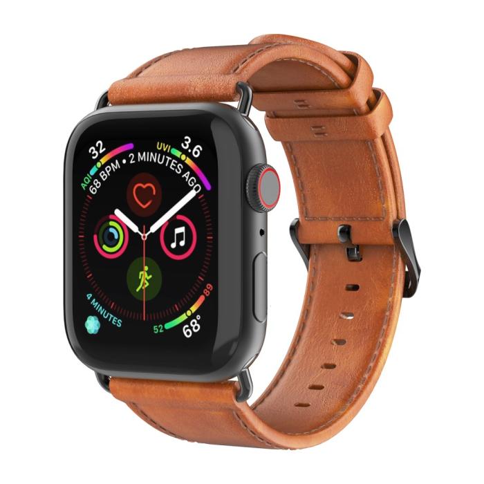 Bild 2, Apple Watch 42/44/45/49 mm Klockarmband Äkta Läder Brun