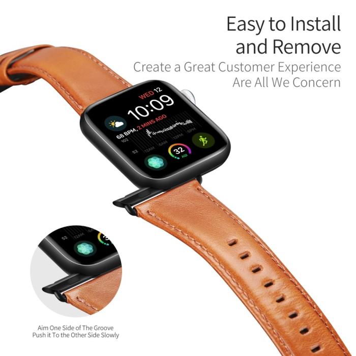 Bild 3, Apple Watch 42/44/45/49 mm Klockarmband Äkta Läder Brun