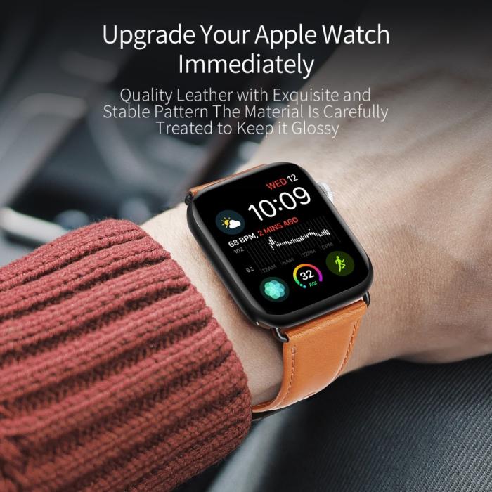 Bild 5, Apple Watch 42/44/45/49 mm Klockarmband Äkta Läder Brun