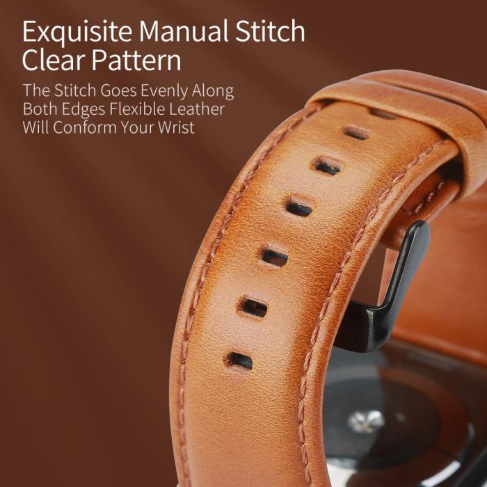 Bild 6, Apple Watch 42/44/45/49 mm Klockarmband Äkta Läder Brun