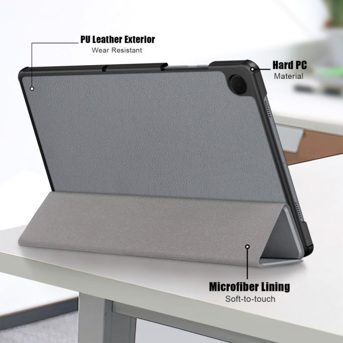 Bild 6, Samsung Galaxy Tab A9 Plus Fodral Tri-Fold PU Läder Grå
