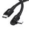 ESSAGER 2m 60W PD USB-C - USB-C Elbow Laddningskabel Svart