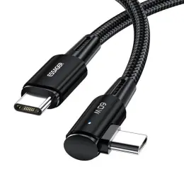 ESSAGER 2m 60W PD USB-C - USB-C Elbow Laddningskabel Svart
