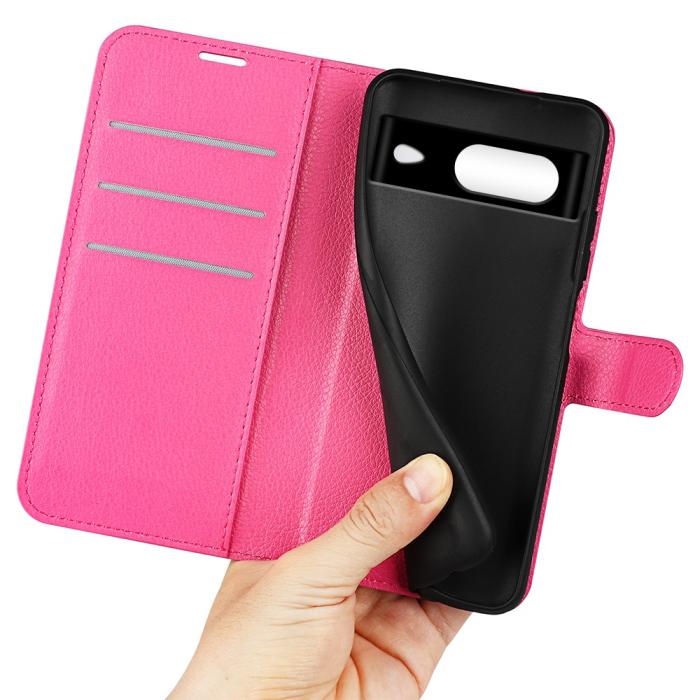 Bild 4, Google Pixel 8 Fodral Litchi Textur Rosa