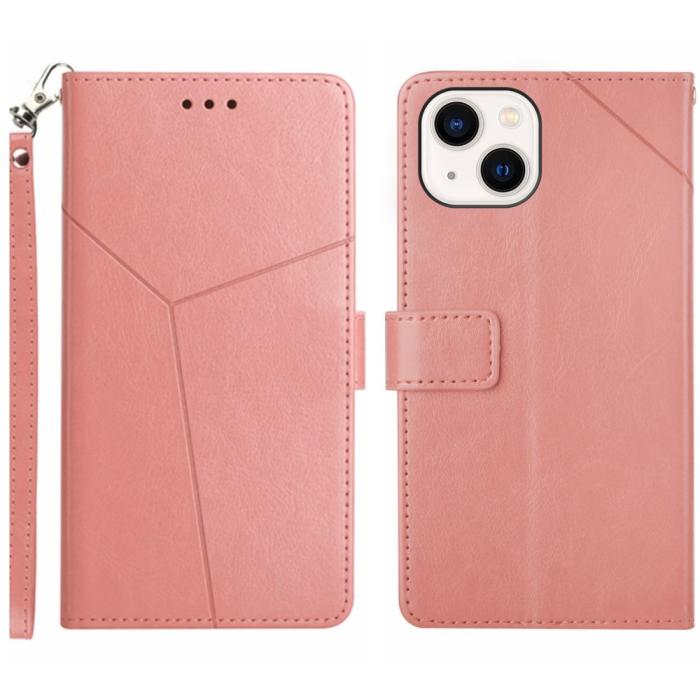 Bild 1, iPhone 15 Fodral Y-Line Läder Roséguld
