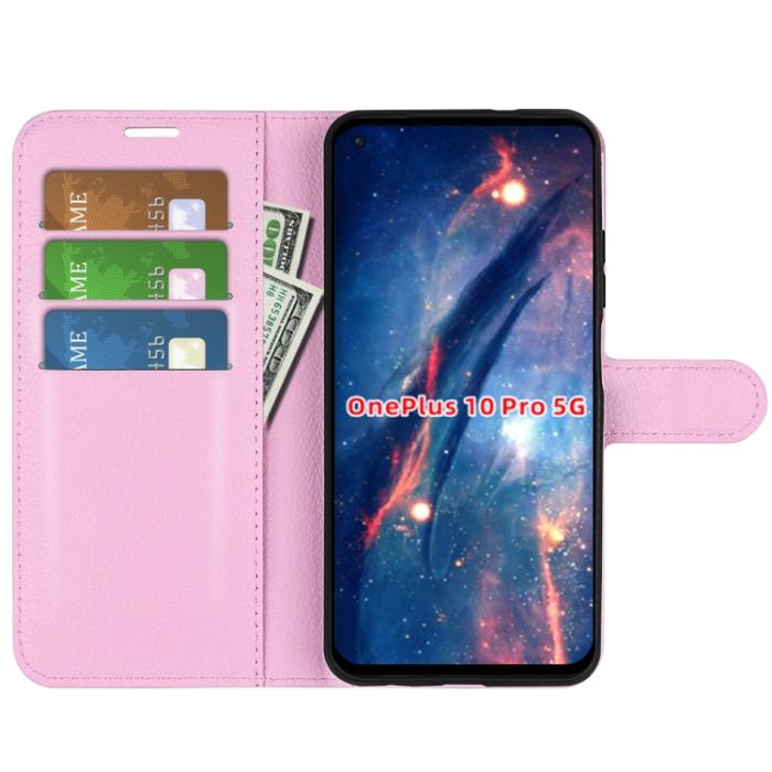 Bild 5, OnePlus 10 Pro 5G Fodral Litchi Textur Ljus Rosa