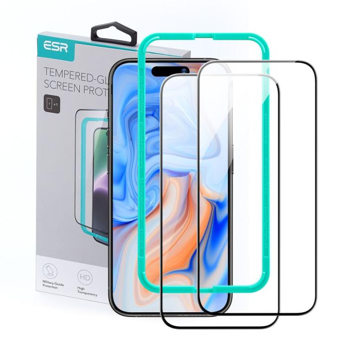Bild 1, ESR iPhone 15 2-PACK Skärmskydd Härdat Glas