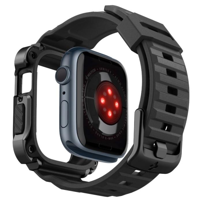 Bild 3, Spigen Apple Watch 7/8 45 mm Skal/Armband Tough Armor Metal Black