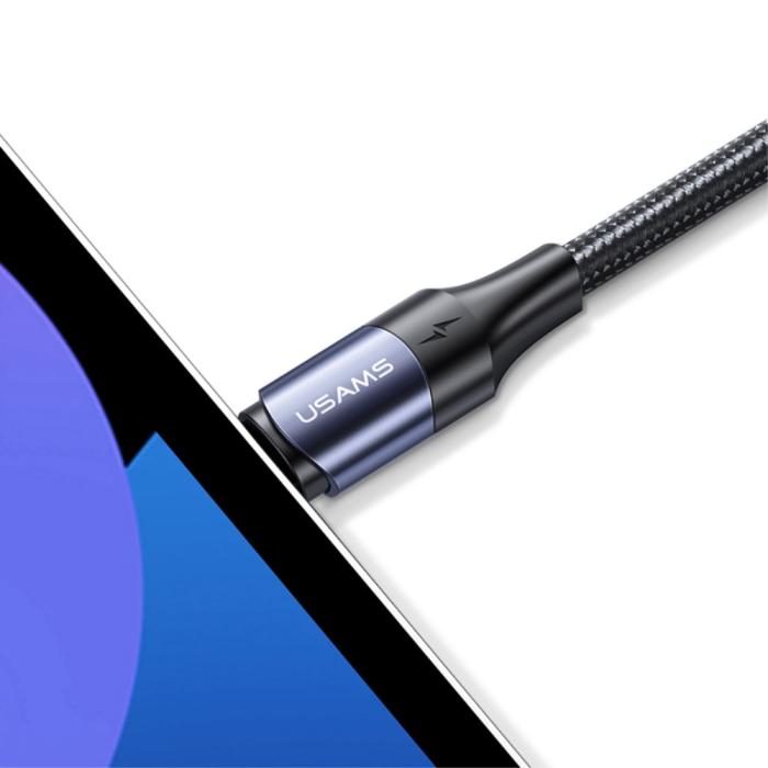 Bild 6, USAMS 3m 100W Snabbladdningskabel Nylon USB-C/USB-C Svart
