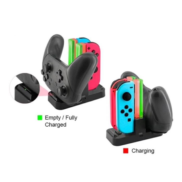 Bild 4, DOBE LED Laddningsstation För Joy-Con/Pro Handkontroller Svart