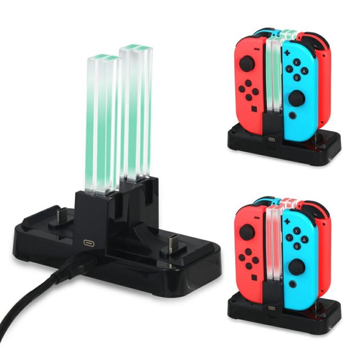 Bild 6, DOBE LED Laddningsstation För Joy-Con/Pro Handkontroller Svart