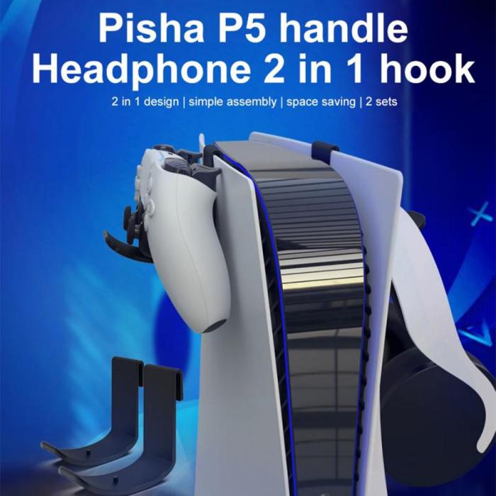 Bild 4, iPega 2-PACK Fäste För PS5 Handkontroll/Pulse Headset Svart