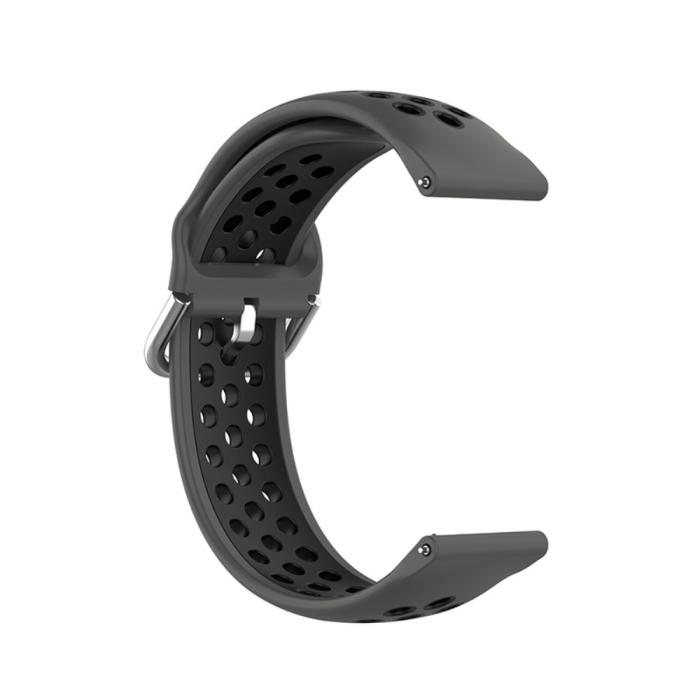 Bild 3, Ihåligt Silikon Armband För Smartwatch (22 mm) - Mörk Grå/Svart